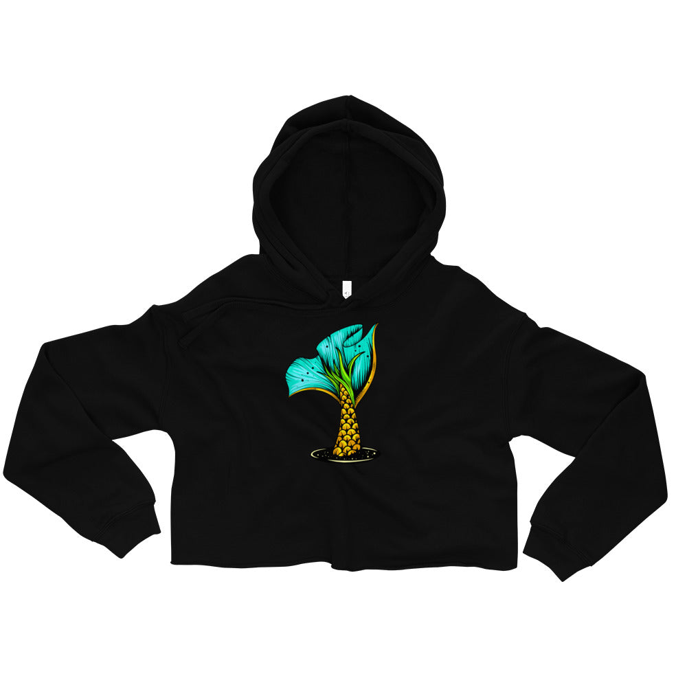 "Pineapple Scale Mermaid Tail" Crop Hoodie