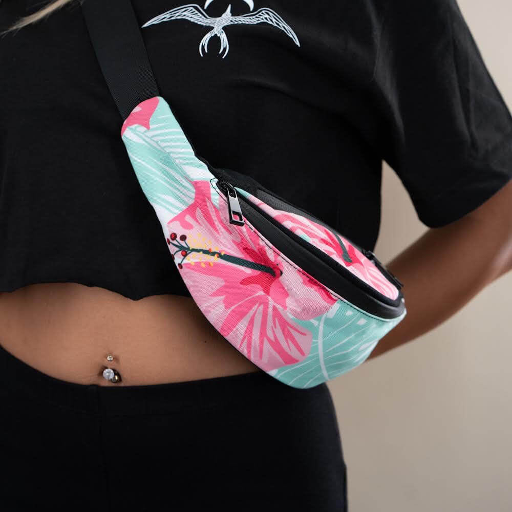 "Pink Hibiscus" Crossbody Sling Bag